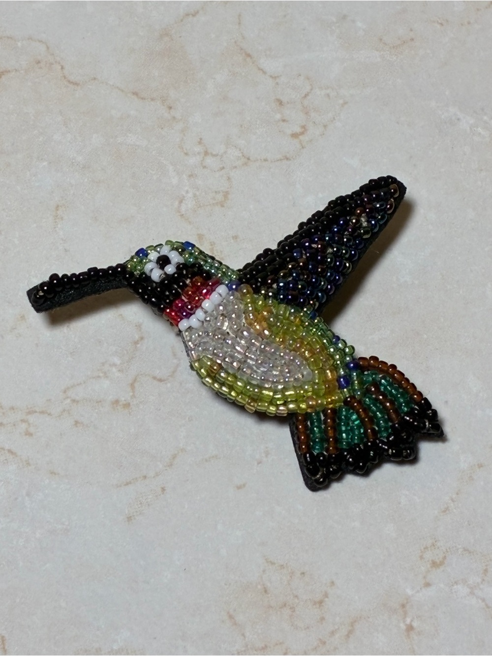 Beaded Hummingbird Bird Brooch